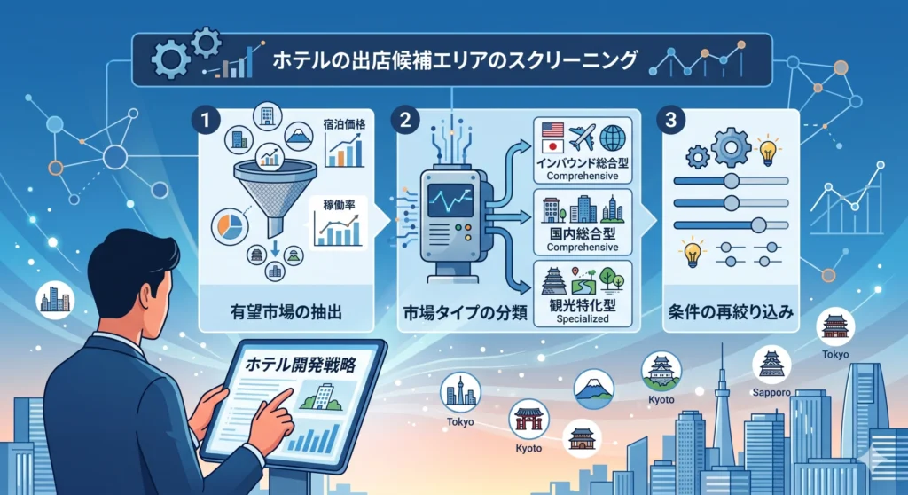 市区町村別データをもとに、出店候補エリアの仮説を整理する